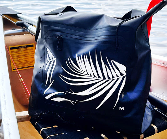 Black Waterproof Tote Bag with Splash-Proof Zipper