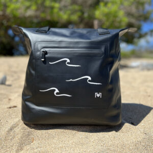 black tote with waves