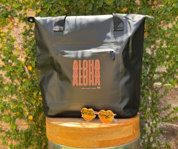 Aloha Waterproof Tote Bag with Splash-Proof Zippers – Black - Image 2