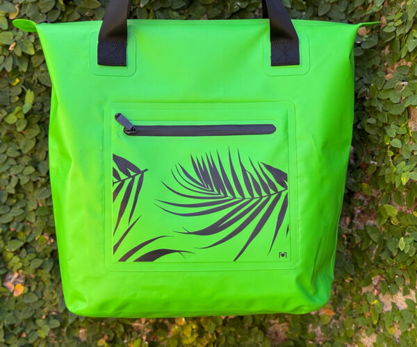 Black Palm Waterproof Tote Bag with Splash-Proof Zippers – Green - Image 9