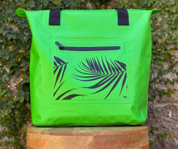 Black Palm Waterproof Tote Bag with Splash-Proof Zippers – Green - Image 2